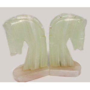 Horse Bookends - Vintage Carved Marble Onyx